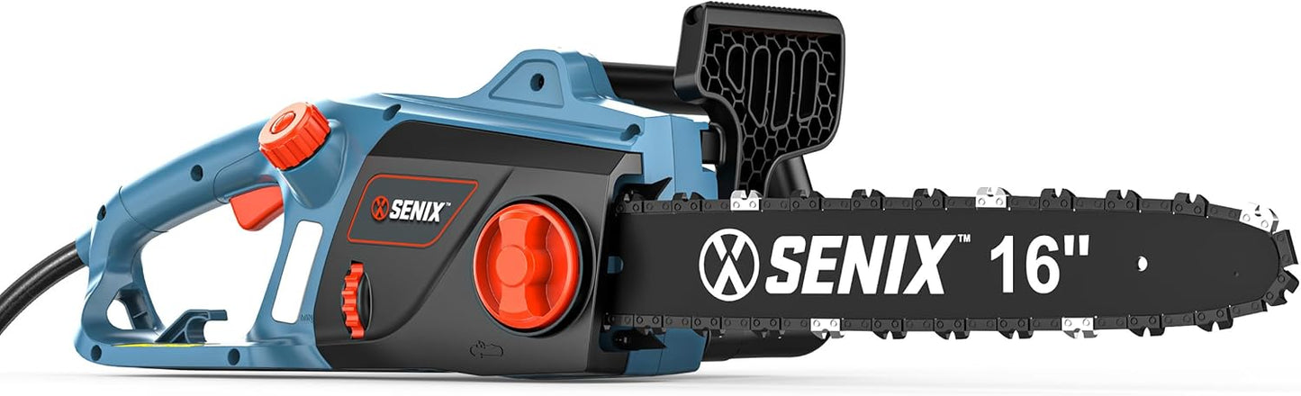 SENIX Electric Chainsaw 16 Inch Corded 12 Amp for Wood Cutting