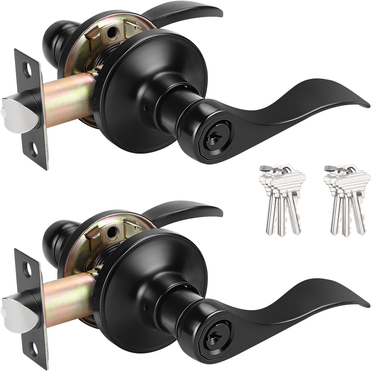 Probrico Keyed Alike Black Door Handle for Entry and Interior Use