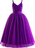 Glamulice Flower Girls Spaghetti Strap Tulle Dress - Elegant Long
