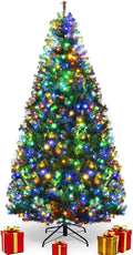 COSTWAY 7 FT Pre-lit Christmas Tree with 500 LED Lights - Lush, Easy