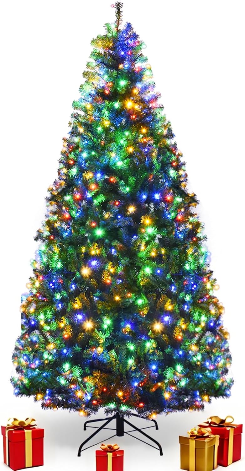 COSTWAY 7 FT Pre-lit Christmas Tree with 500 Lights & 11 Modes