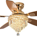 Crystal Ceiling Fan Fandelier with Lights - 50in Low Profile Remote