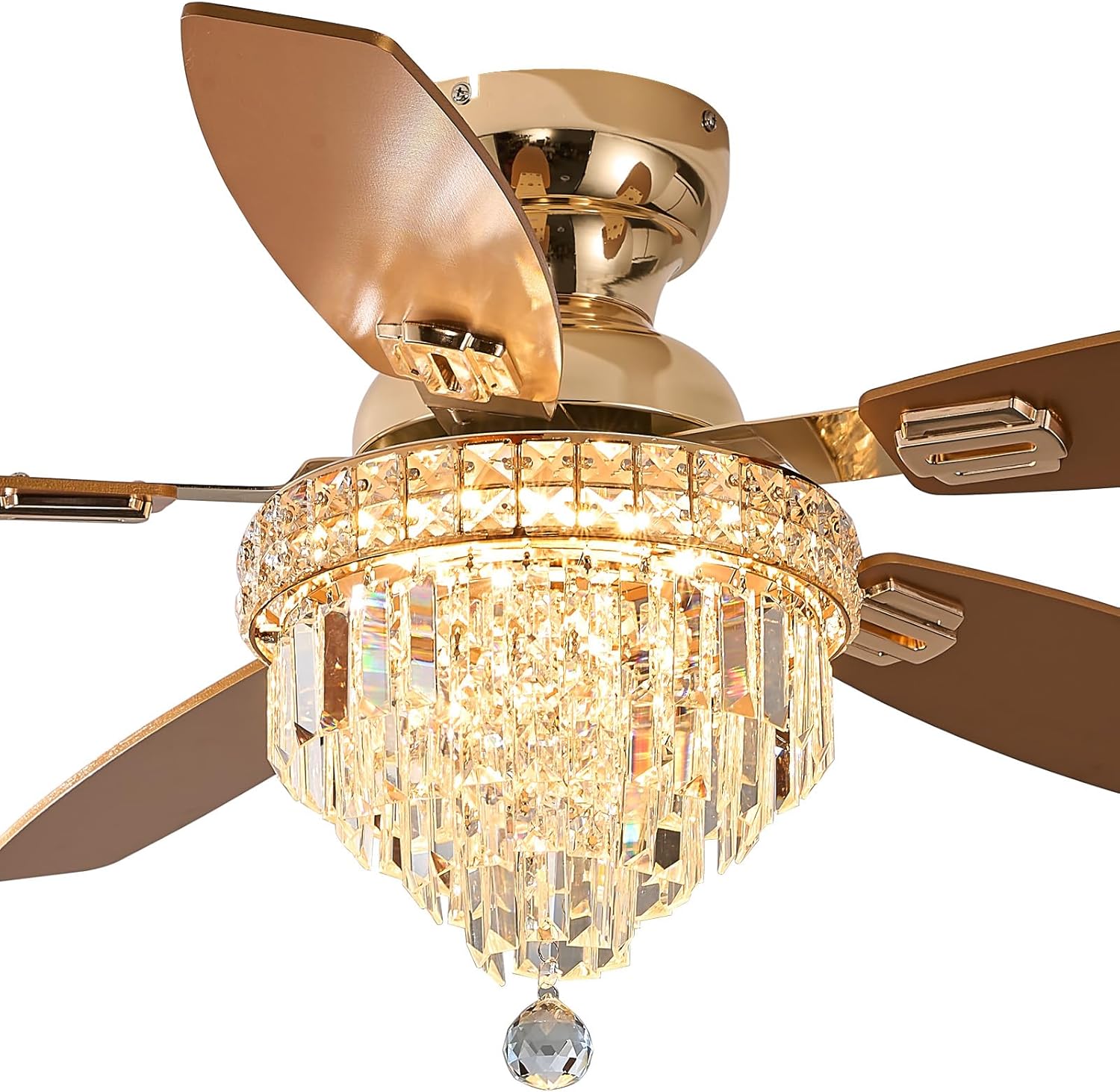 Crystal Ceiling Fan Fandelier with Lights for Modern Homes
