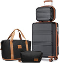 Kono Luggage Set 4 Piece Carry On Hardside Luggage - Compact Travel