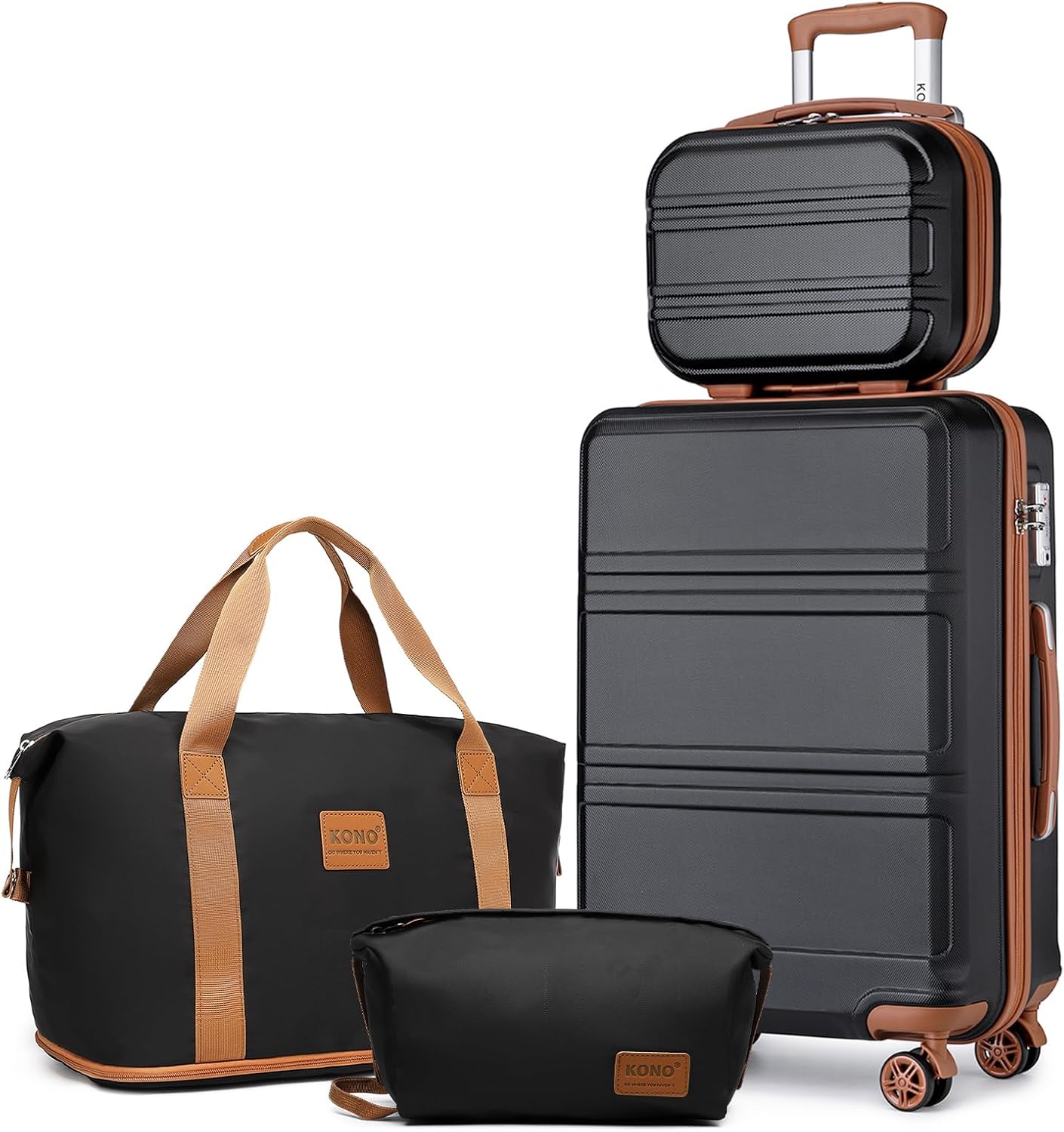 Kono Luggage Set 4 Piece Hardside Suitcase with TSA Lock