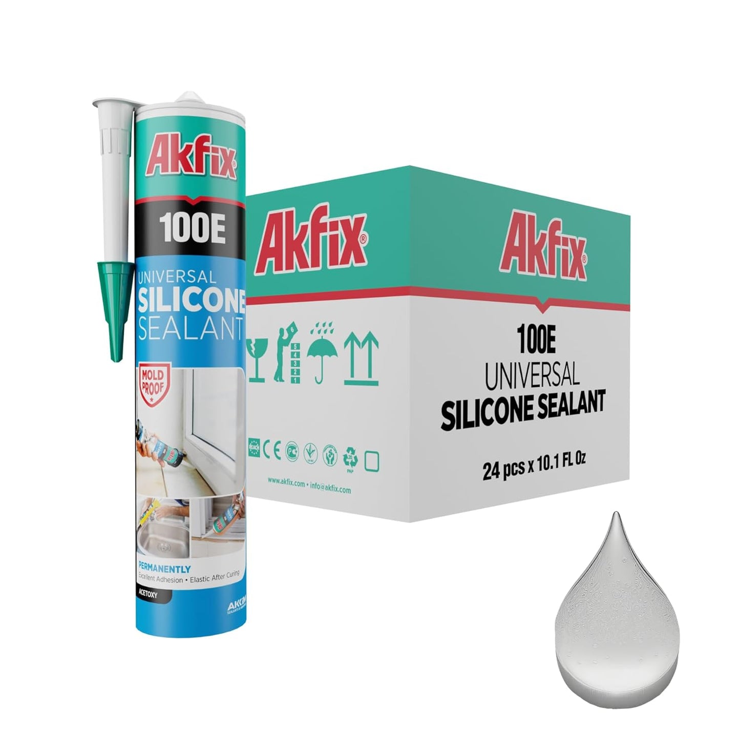 Akfix 100E RTV Silicone Caulk - 100% Waterproof Sealant