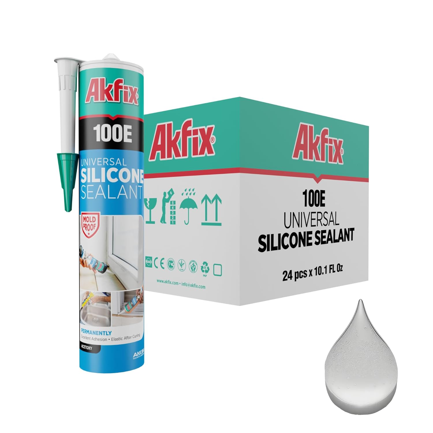 Akfix 100E RTV Silicone Caulk - 100% Waterproof Sealant