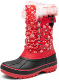 Boys Girls Snow Boots Water-Resistant Mid Calf Winter Boots - Warm