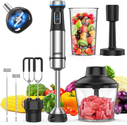 6-in-1 Ganiza Hand Blender: 15-speed, Stainless Steel Blade