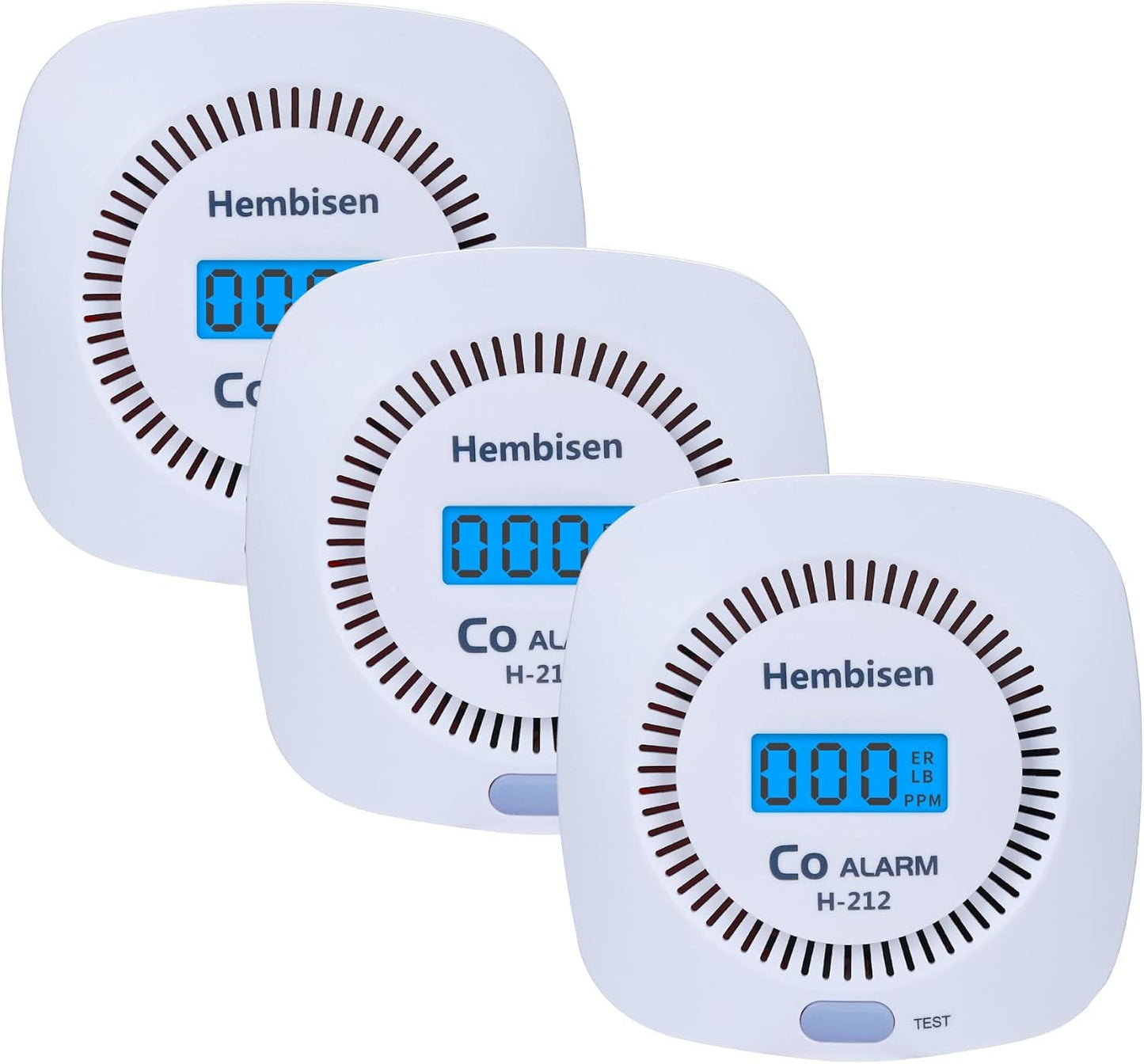 3 Packs Carbon Monoxide Detectors with Digital Display for Safety