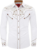Men's Western Cowboy Embroidered Long Sleeve Button Down Shirt SLOG