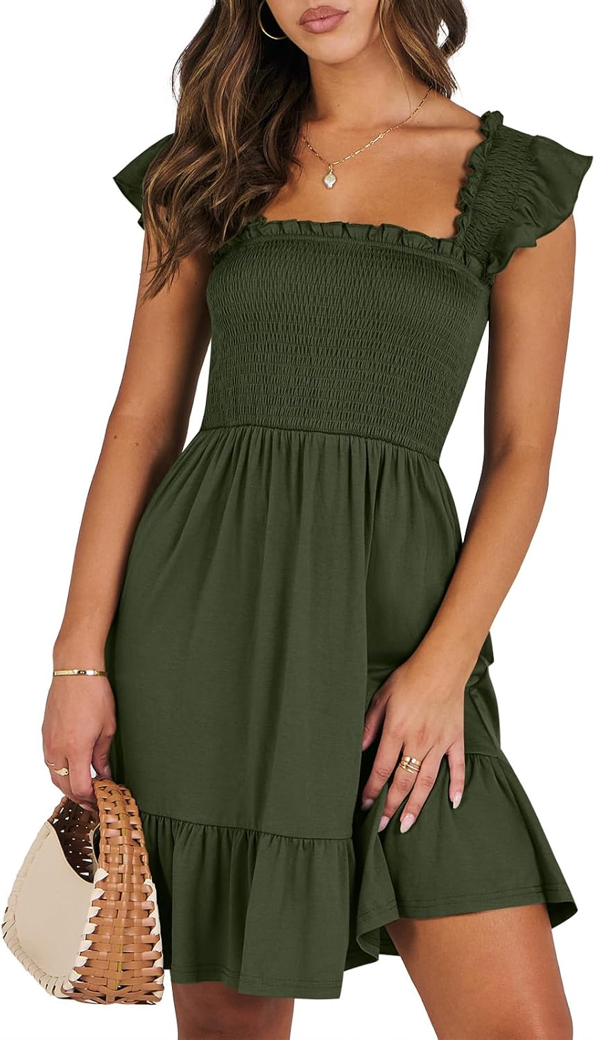 Stylish Women's Summer Casual Sleeveless Square Neck Dress