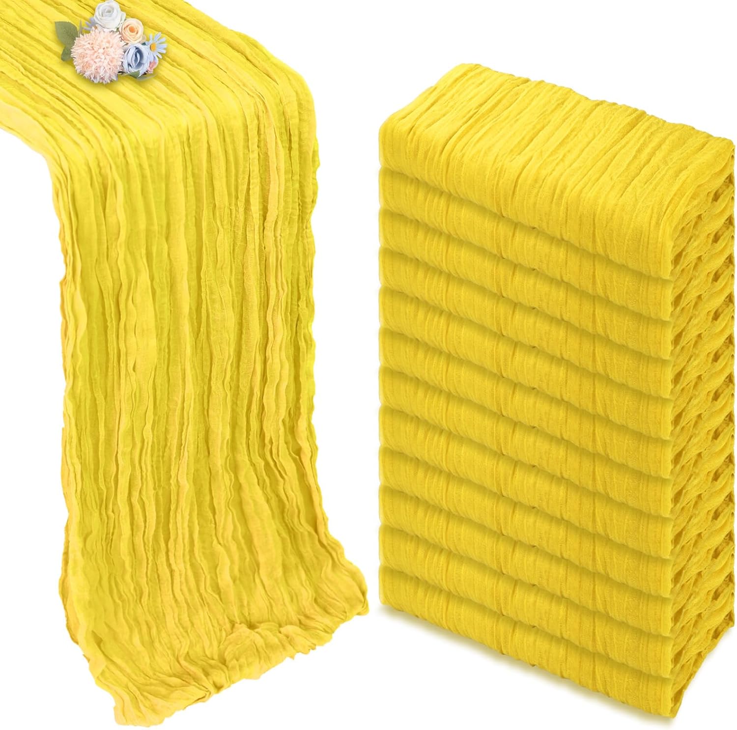 Lemon Yellow Cheesecloth Table Runner for Elegant Events