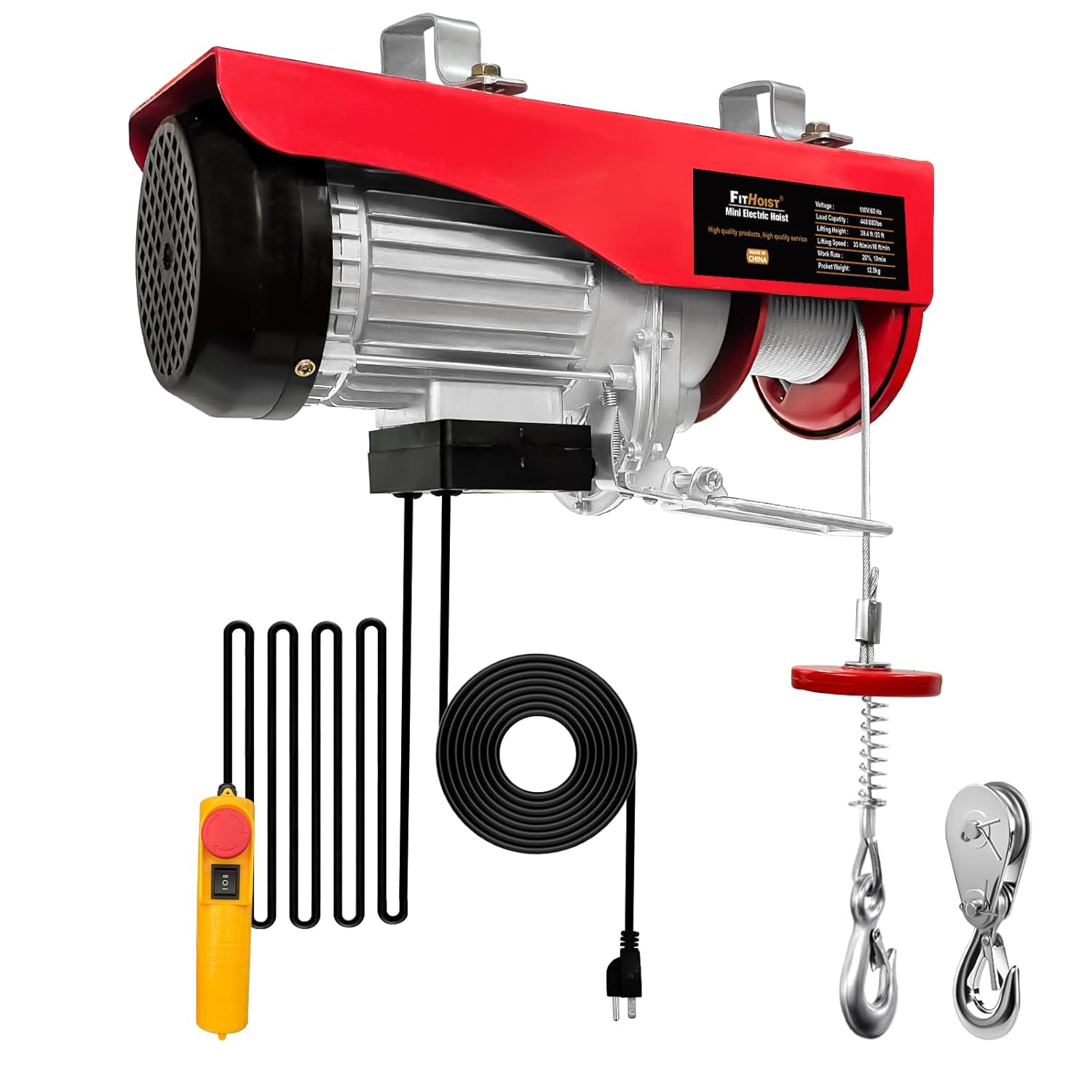 Electric Hoist 880 Lbs Winch with Remote Control for Lifting