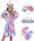 Unicorn Hooded Robe for Girls with Matching Slippers and Accessories