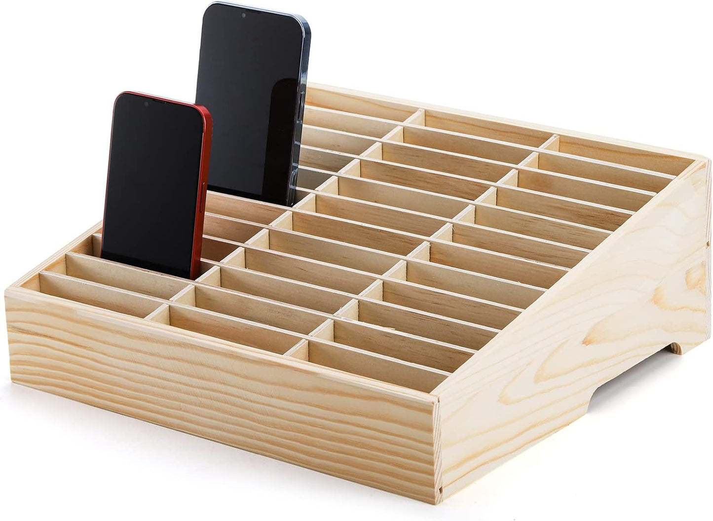 Lawei 36-Grid Wooden Phone Holder: Efficient Desk Organizer
