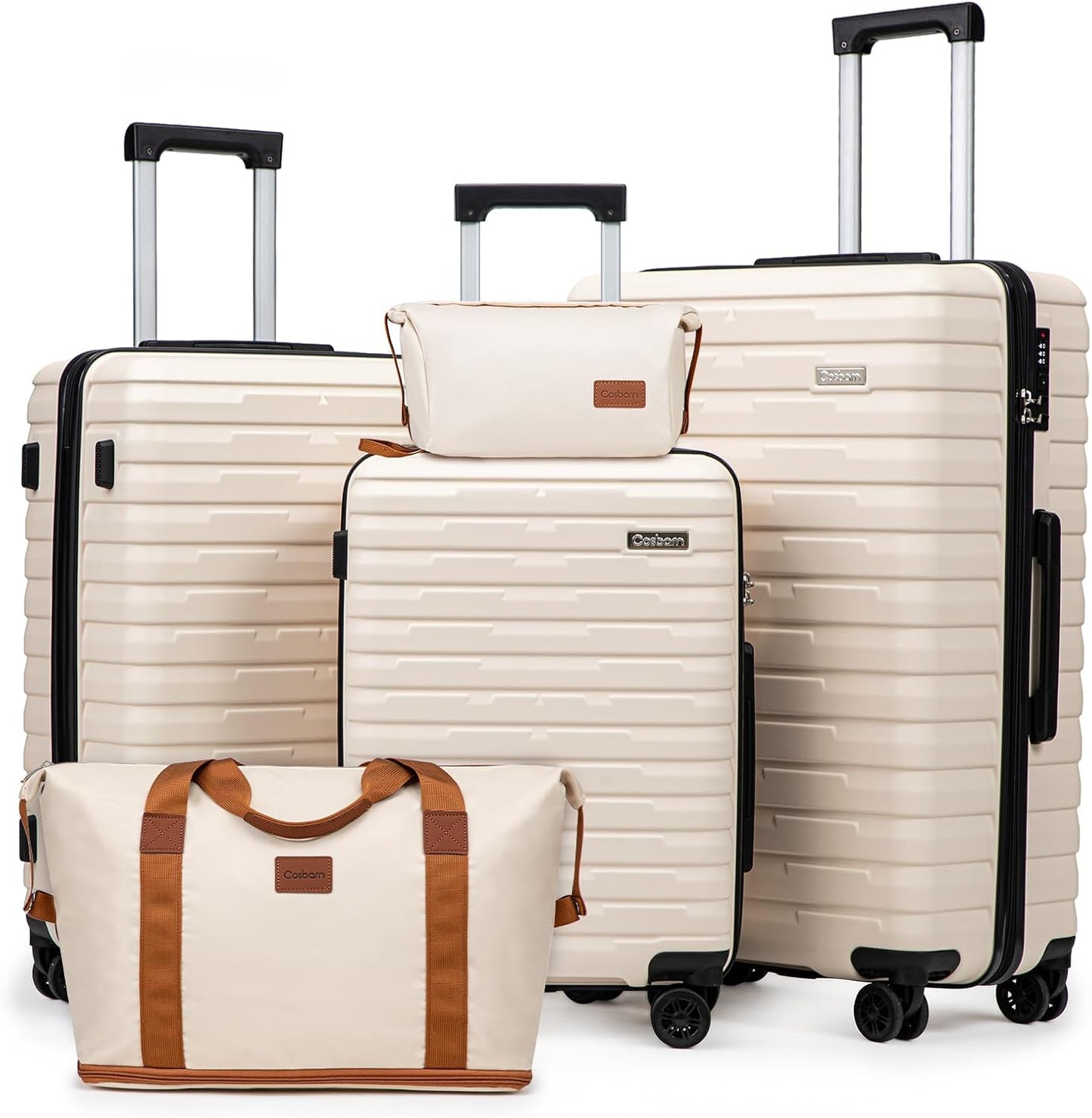 Durable 5 Piece Luggage Set with Spinner Wheels for Travel