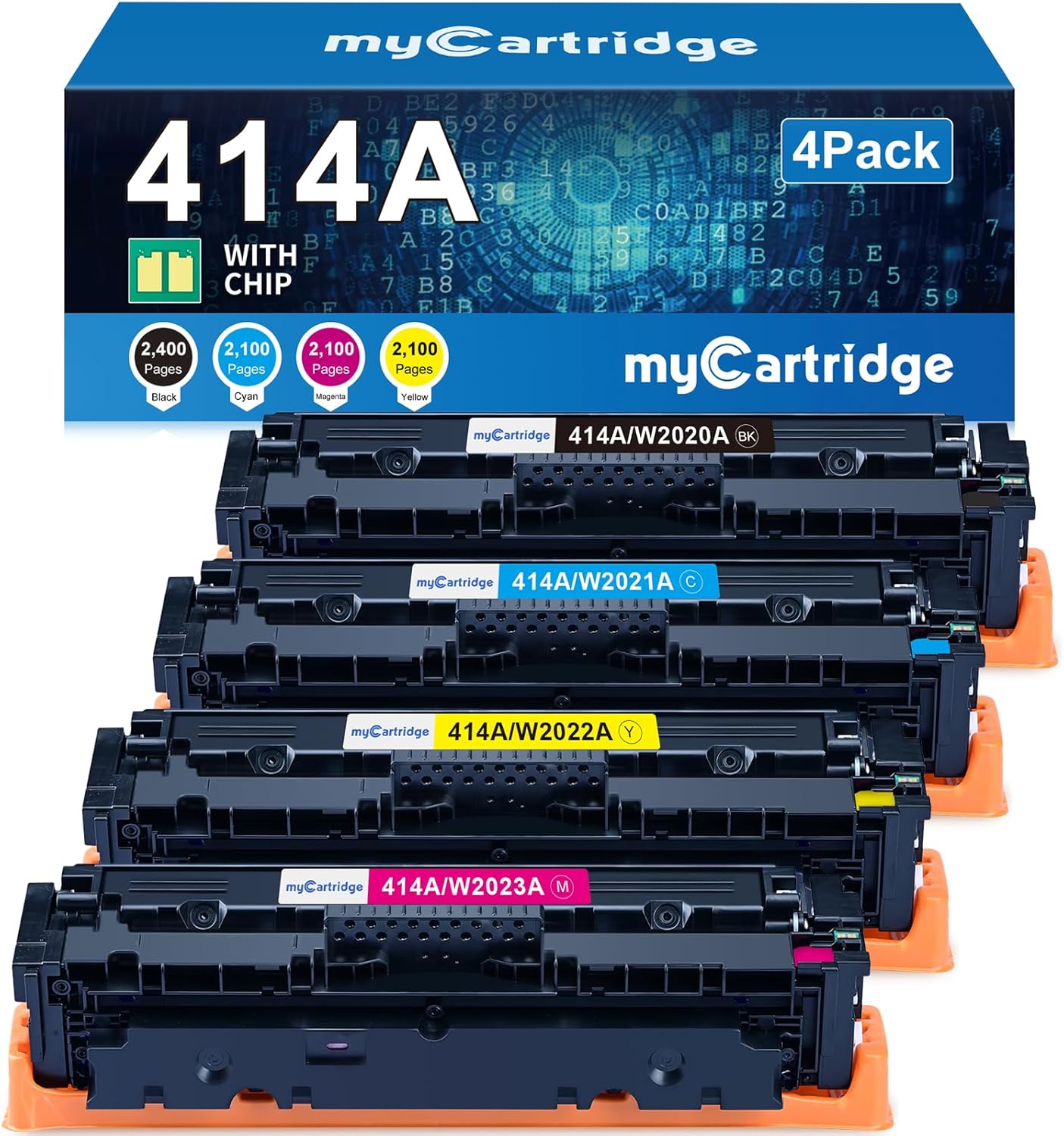 High Yield myCartridge 414A Toner 4 Pack for HP Color Laserjet