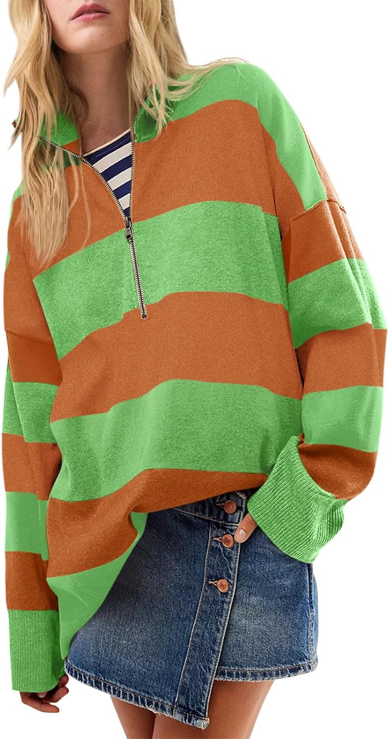 Yousify Oversized Womens Sweaters with Half Zipper Turtleneck