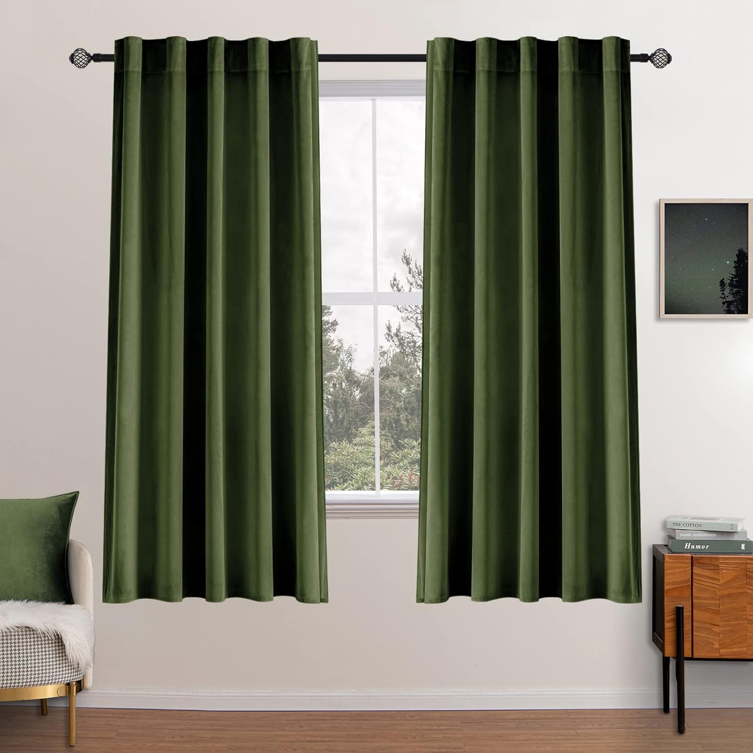 MIULEE Velvet Curtains 63 inch Length - Luxury Blackout Drapes