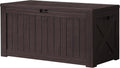 120 Gallon Deck Box Resin Outdoor Storage Box - Large Waterproof Bench