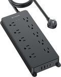 TROND Surge Protector Power Strip 10ft, 4000J - Heavy Duty 10-Outlet