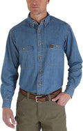 Burgundy Men's Twill Work Shirt - Wrangler Riggs Relaxed Fit