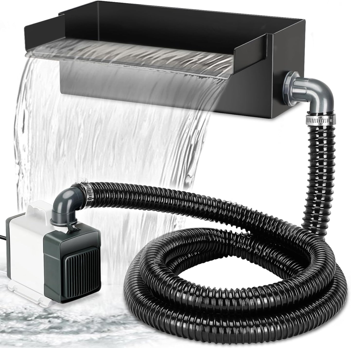 Pond Waterfall Kit with Stainless Steel Spillway and Pump