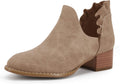 Womens Ruffled V Cut Out Pointed Toe Ankle Boots - Low Heel Dressy