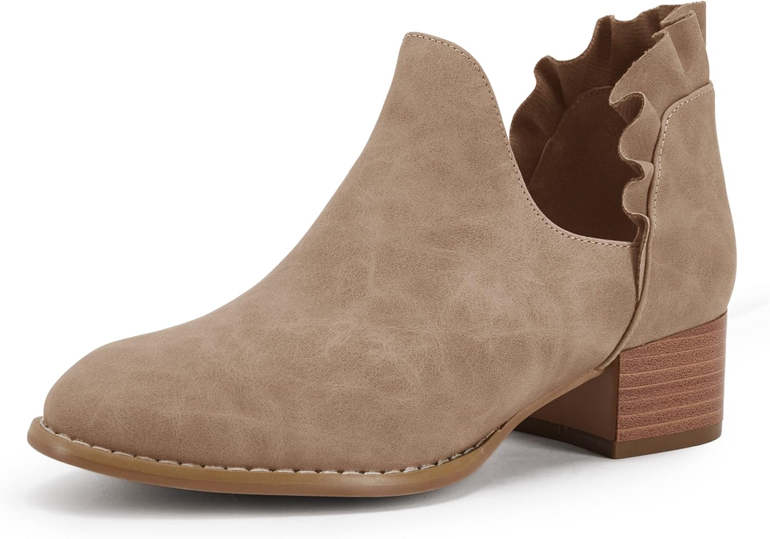 FISACE Womens Ruffled Ankle Boots for Stylish Western Looks