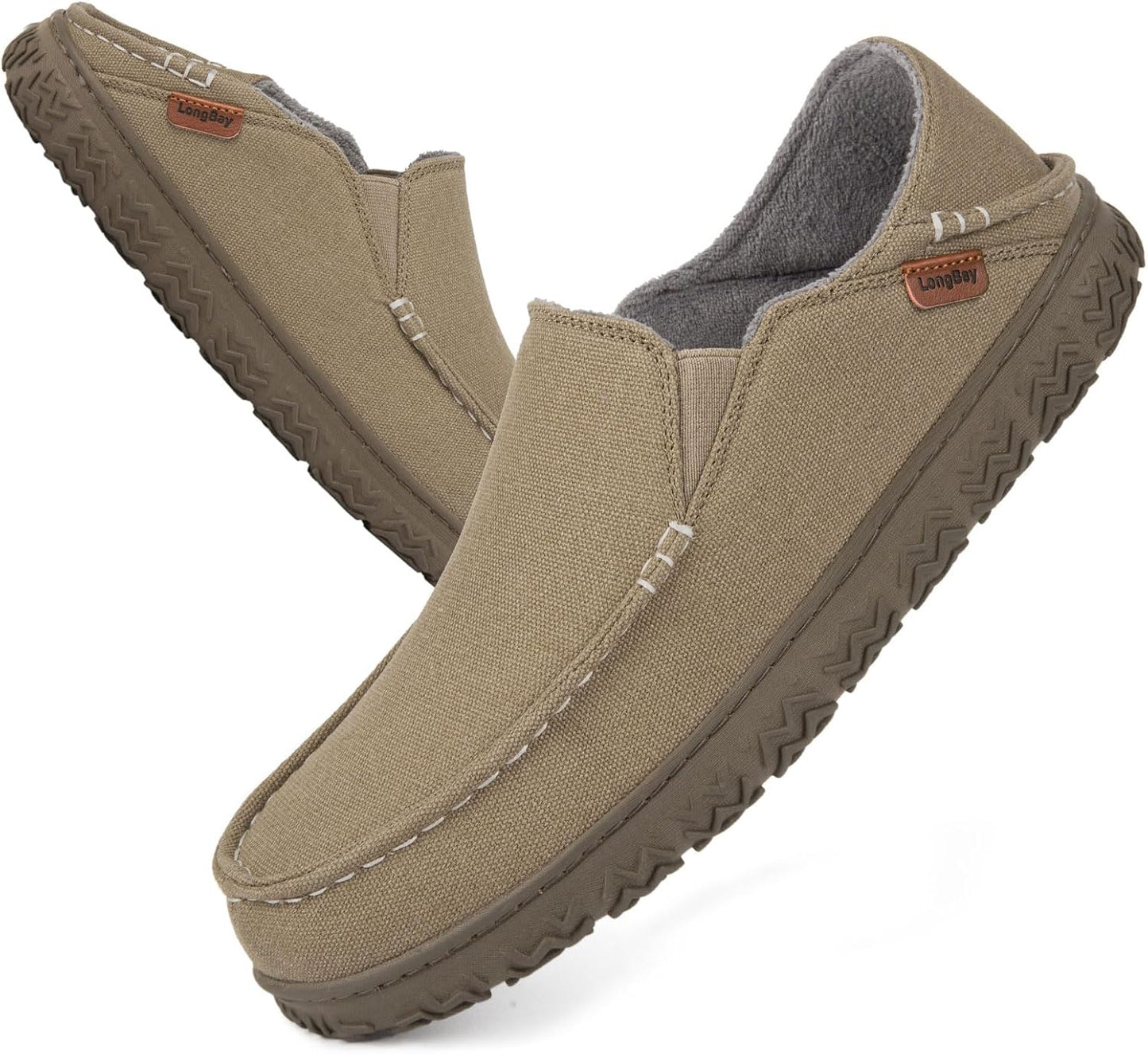 LongBay Men's Moccasin Slippers with Memory Foam Comfort