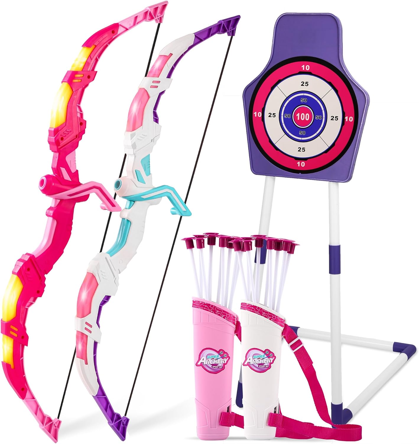 Bow and Arrow Set for Girls: LED Light Up Archery Fun