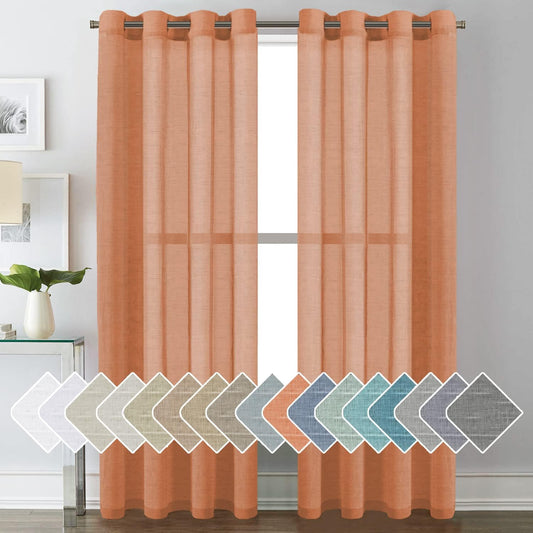 Natural Linen Blended Curtain Panels for Living Room Decor