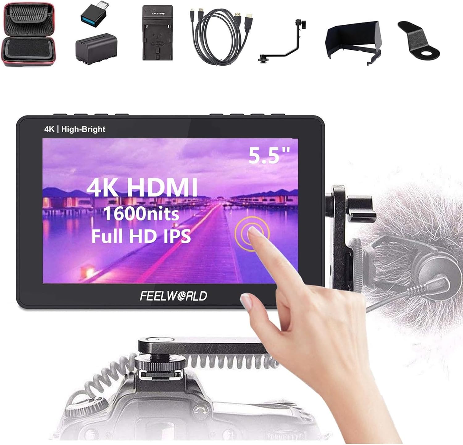 FEELWORLD F6 Pro 5.5 Inch 4K HDMI Touch Screen Monitor Kit
