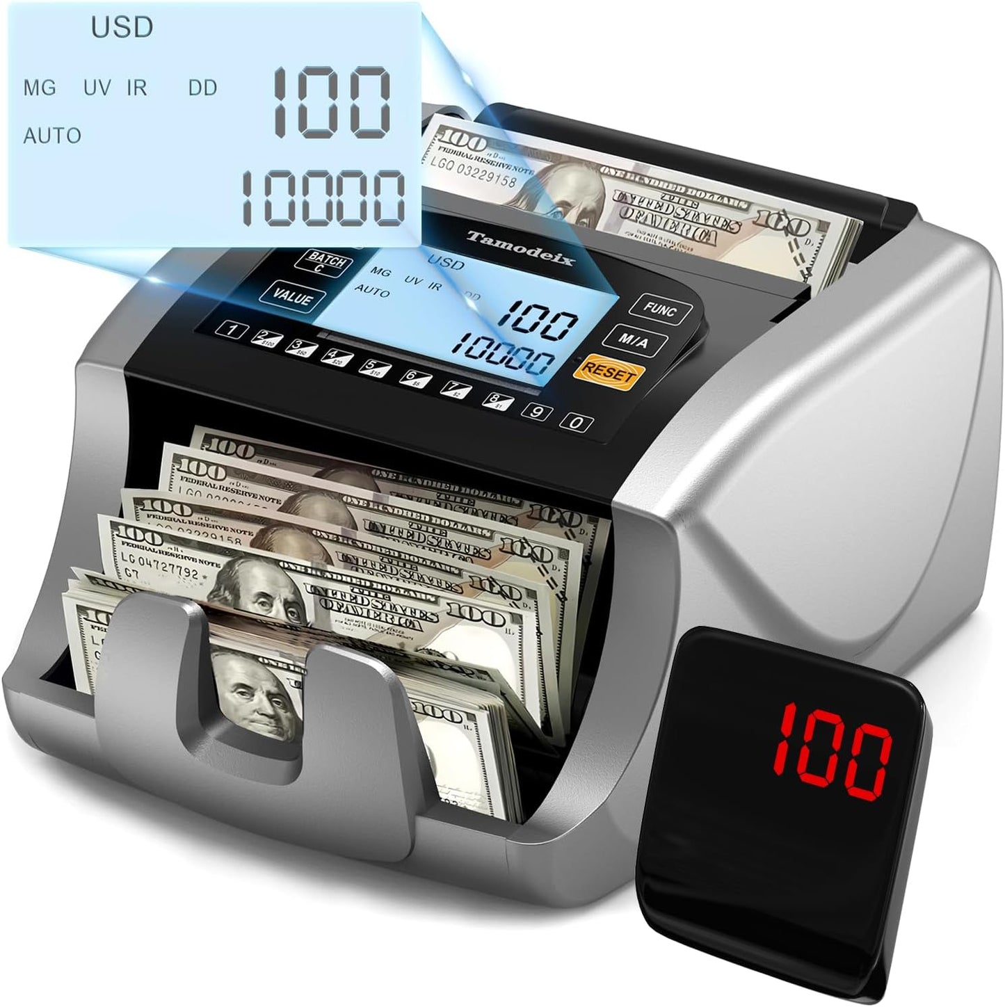 Money Counter Machine with LCD Display for Dollar and Euro Bills