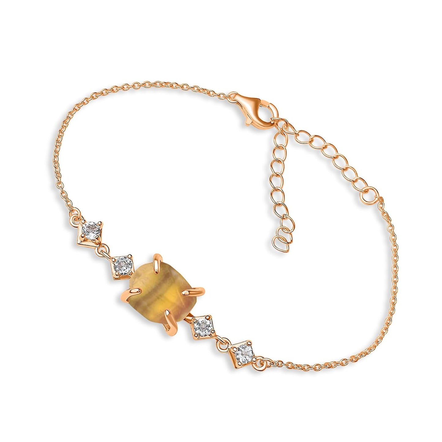 Raw Rainbow Fluorite Chain Bracelet Gift for Her on Special Days