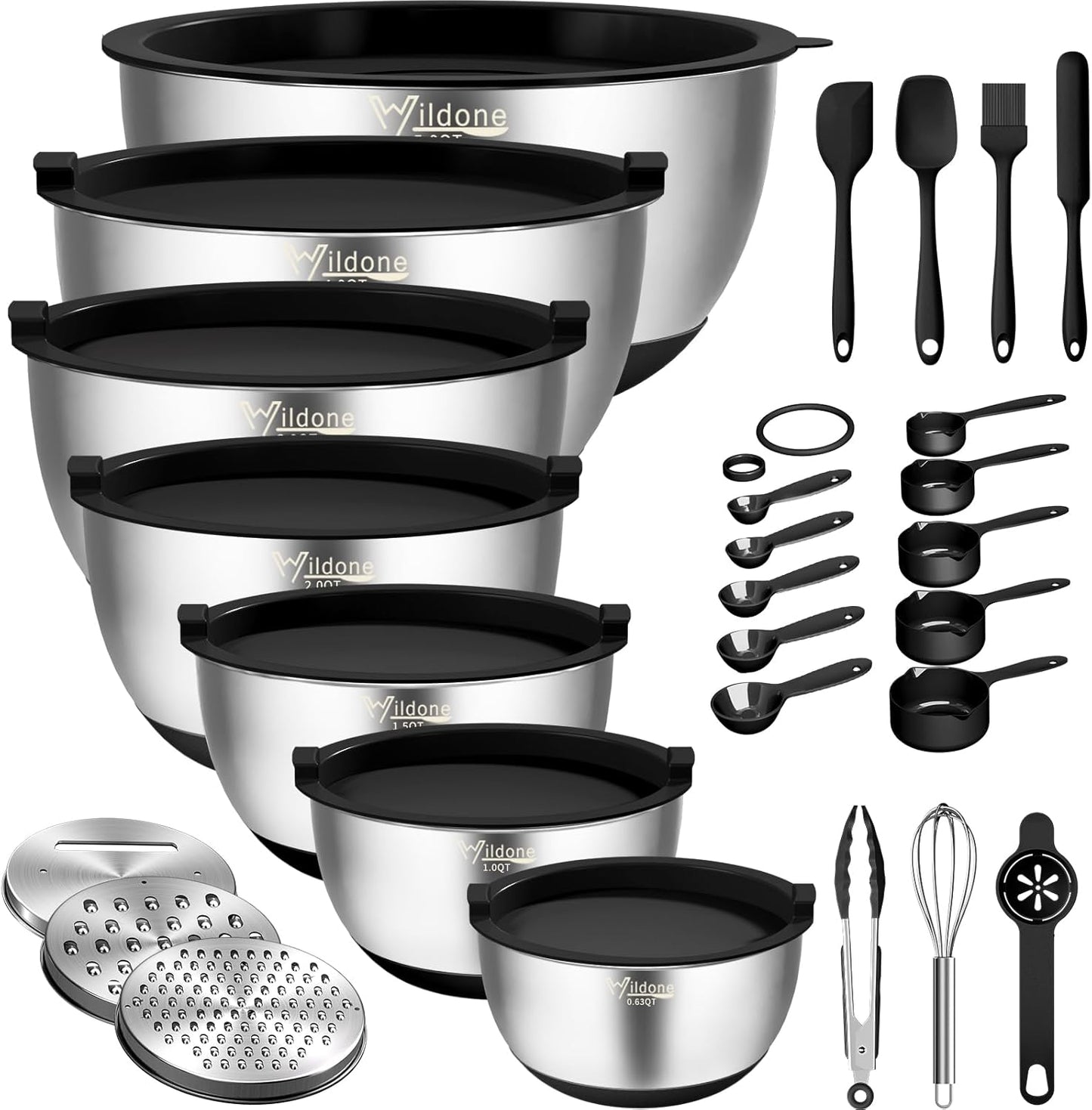 Wildone Mixing Bowls Set with Airtight Lids for Kitchen Use
