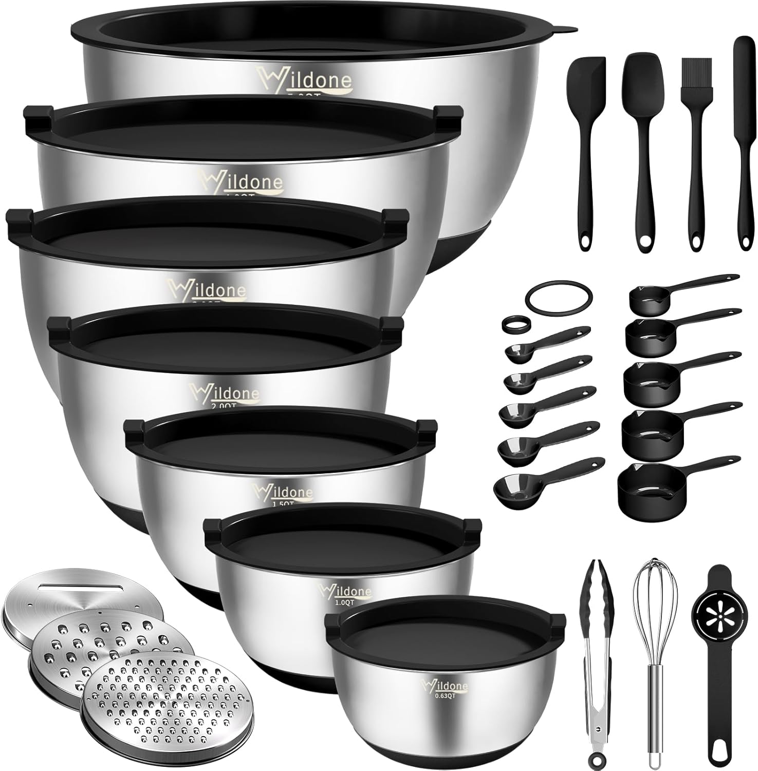Wildone Mixing Bowls Set with Airtight Lids for Kitchen Use