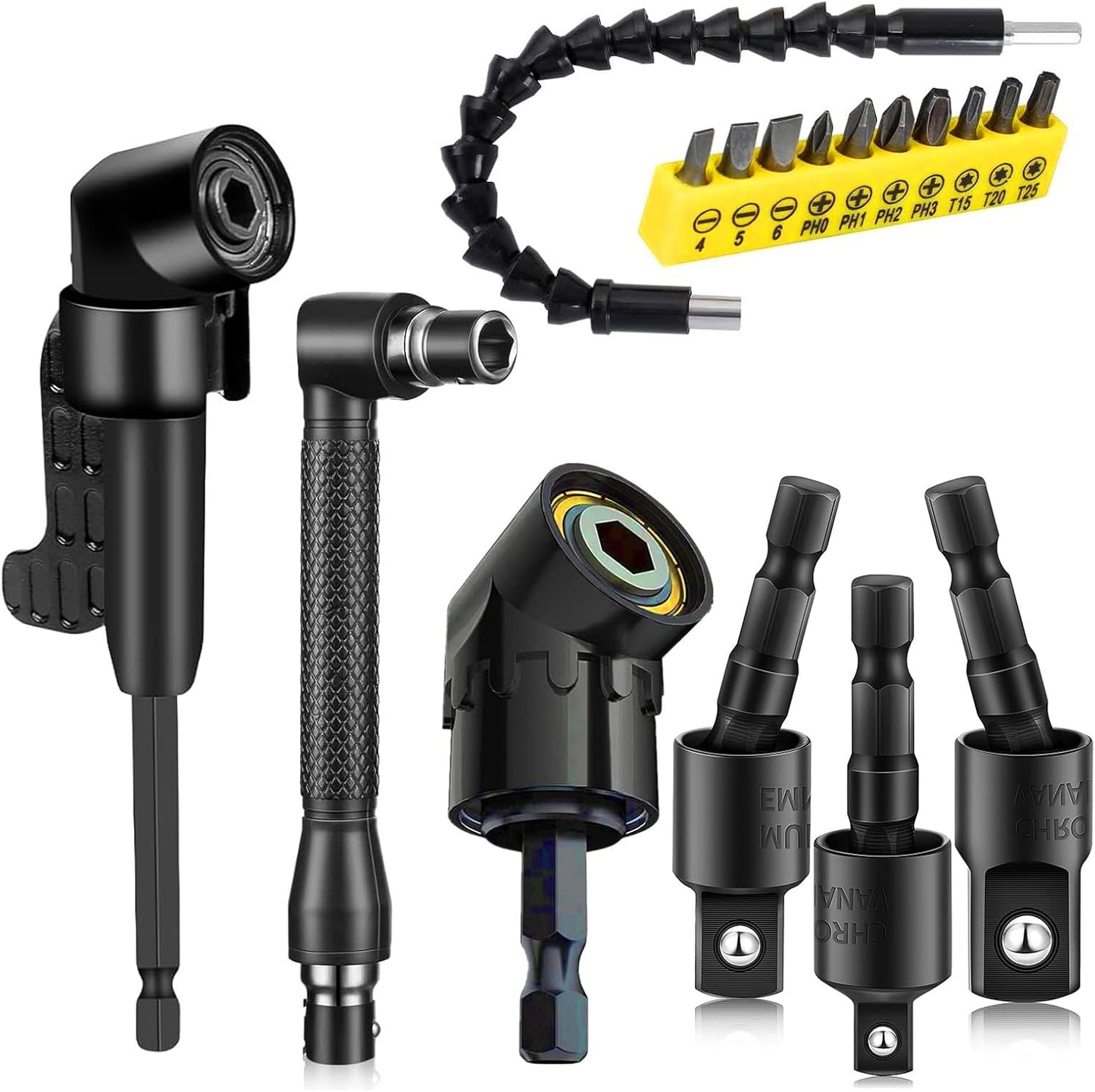 17 Pcs Flexible Drill Bit Extension Set for Hard-to-Reach Areas