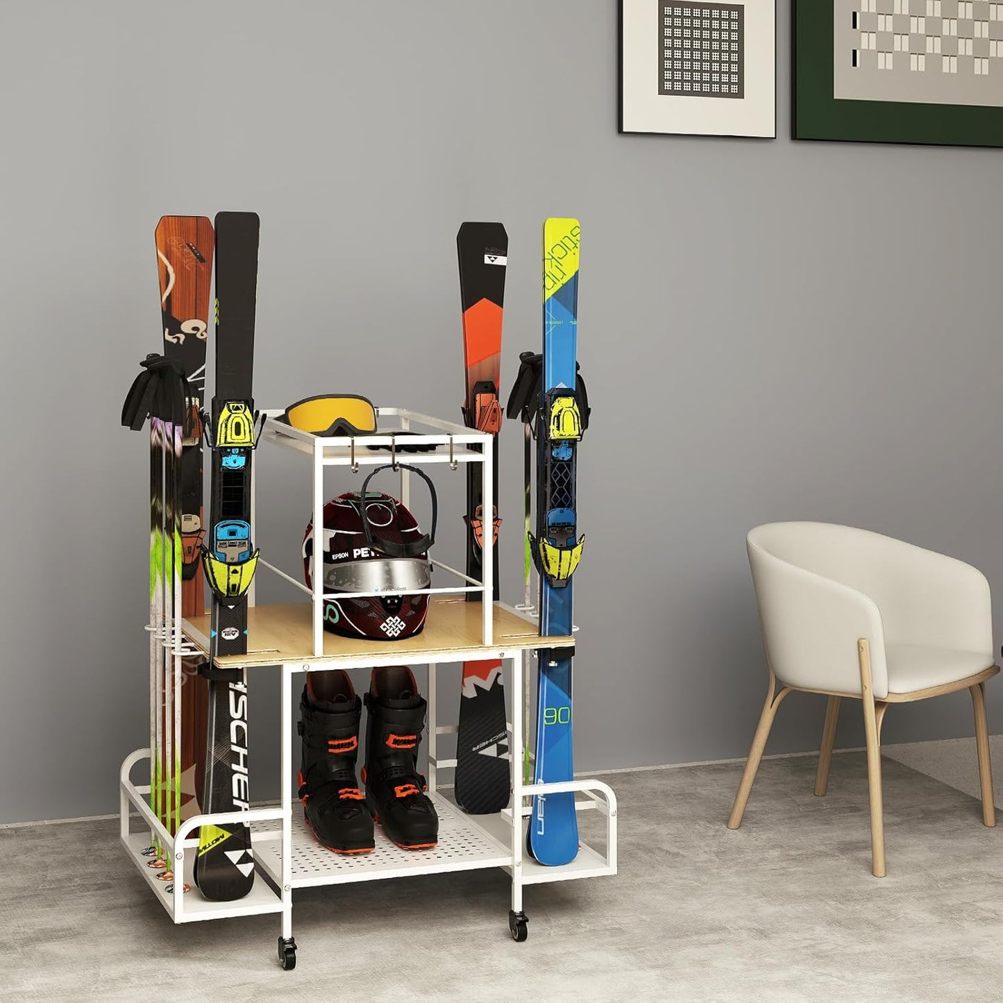 Space-Saving Ski & Snowboard Rack for Home
