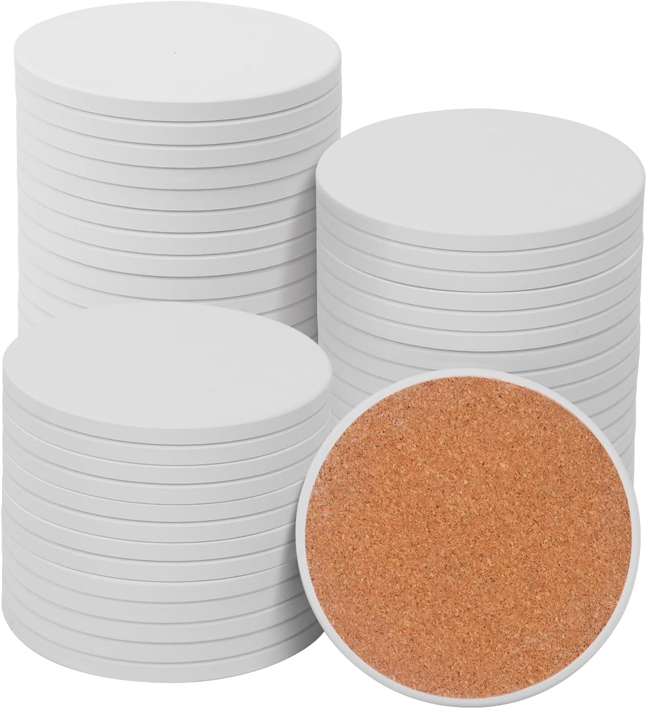 52 PCS Round Blank Ceramic Coasters for DIY Crafts and Mosaics