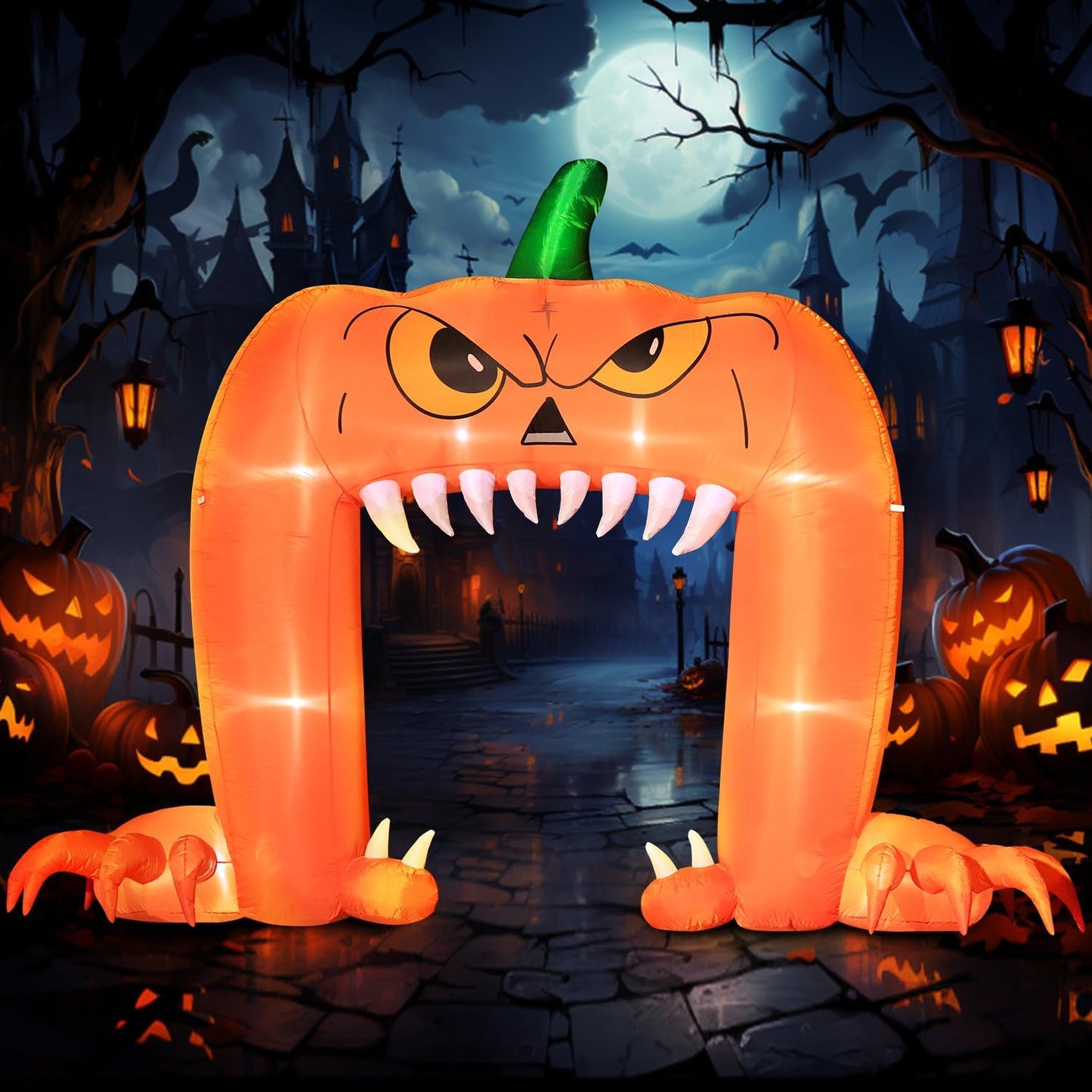 12FT Tall Halloween Inflatable Spooky Pumpkin Archway Decor