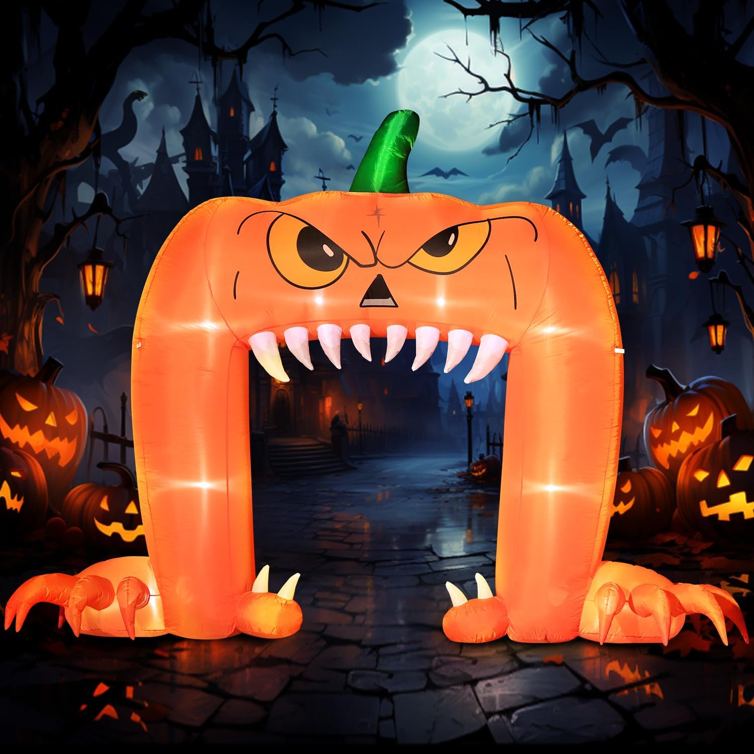 12FT Tall Halloween Inflatable Spooky Pumpkin Archway Decor