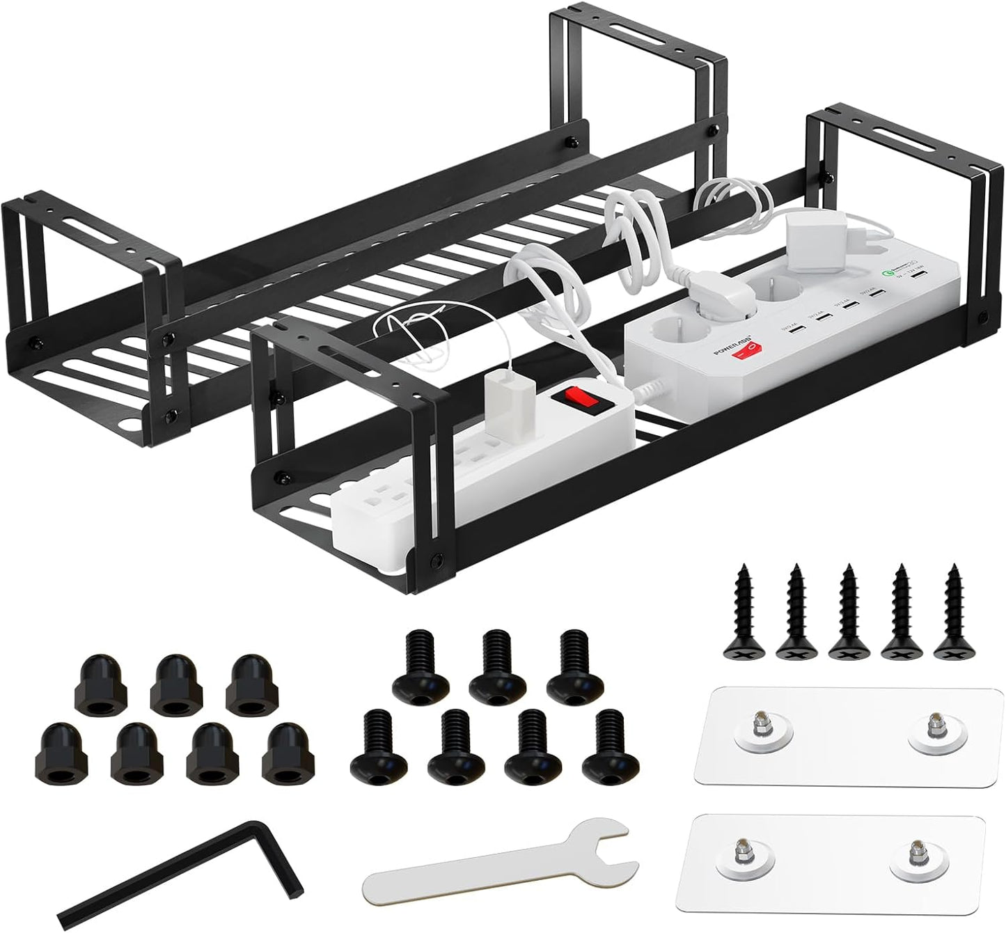 PAVSTINE Under Desk Cable Tray 2-Pack - Neat Cord Management
