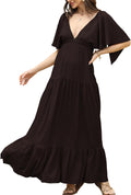 Fashionable Kikibell V-Neck Maxi Dress for Women's Summer Wardrobe