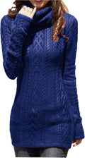 v28 Women Polo Neck Long Slim Fitted Turtleneck Cable Knit Dress