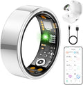 Ring Health Tracker for Women Men Silver - Fit Ring with Heart Rate