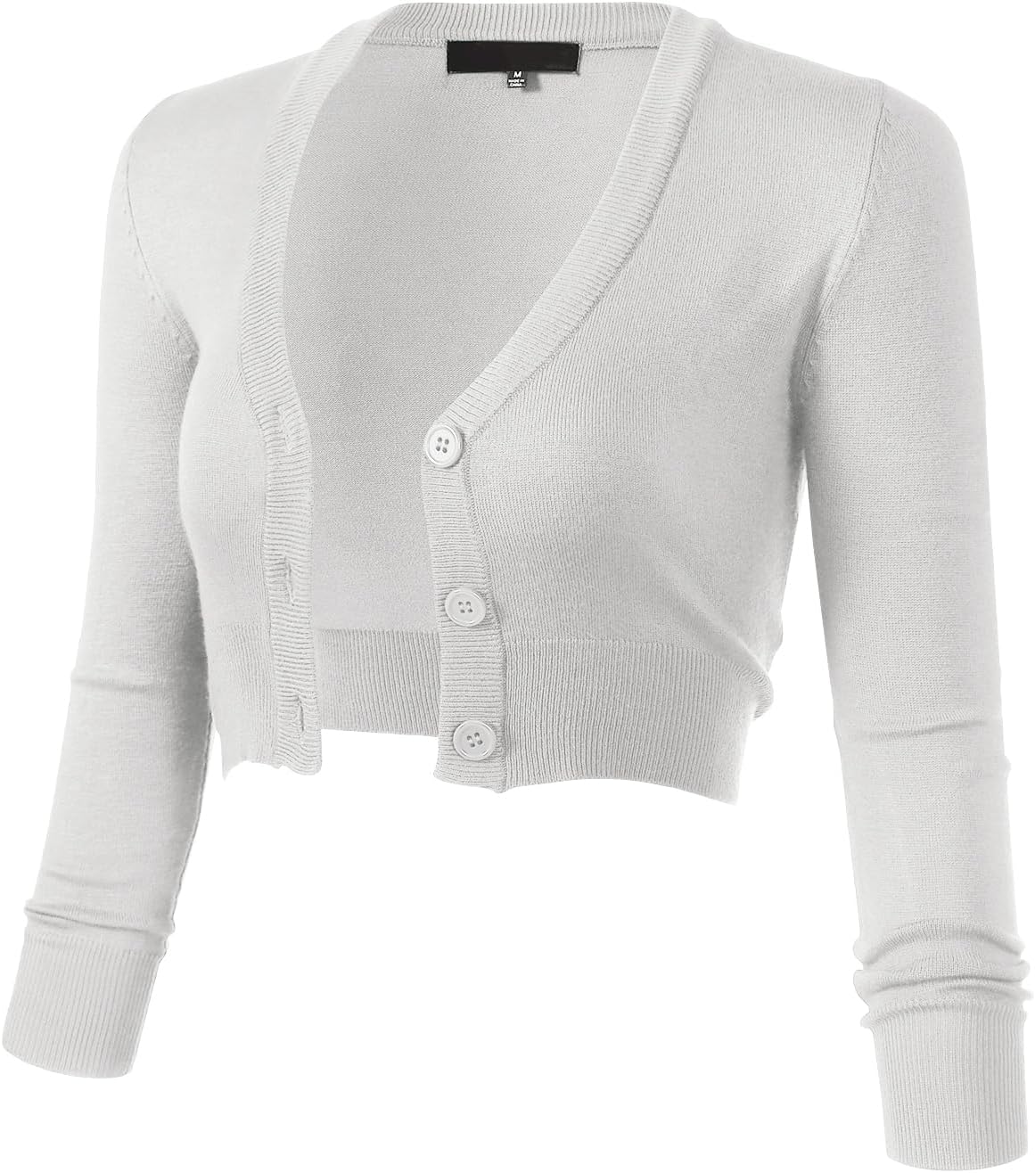 Allsense Women's 3/4 Sleeve Cropped Bolero Shrug Cardigan