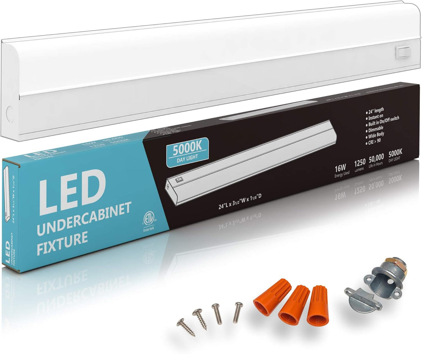 Hardwired LED Under Cabinet Task Lighting - 16 Watt, 24in Dimmable