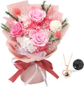 Forever Real Pink Flower Bouquets with Necklace for Gifts